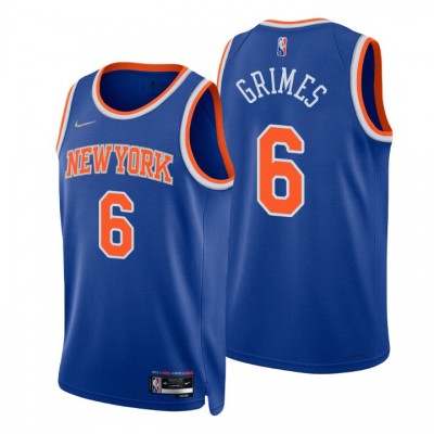 Nike New York Knicks #6 Quentin Grimes Blue Men's 2021-22 NBA 75th Anniversary Diamond Swingman Jersey - Icon Edition Men's